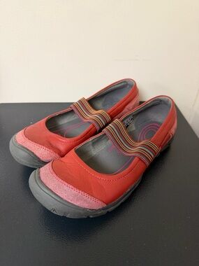 Keen Women's Red Slip-On Sneakers with Multi-Color Elastic Strap